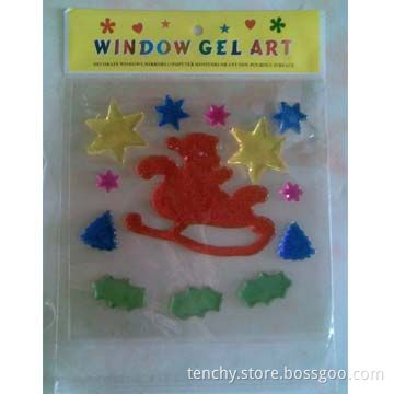 Christmas gel/jelly window sticker, TPR material self-adhesive/colorful/reusable/removable/washable